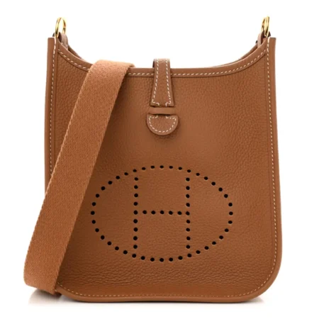 Front view of the brown Taurillon Clemence Herme$ Evelyne TPM