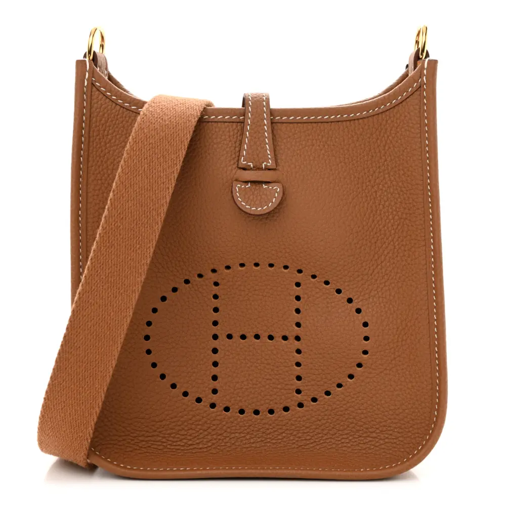Front view of the brown Taurillon Clemence Herme$ Evelyne TPM