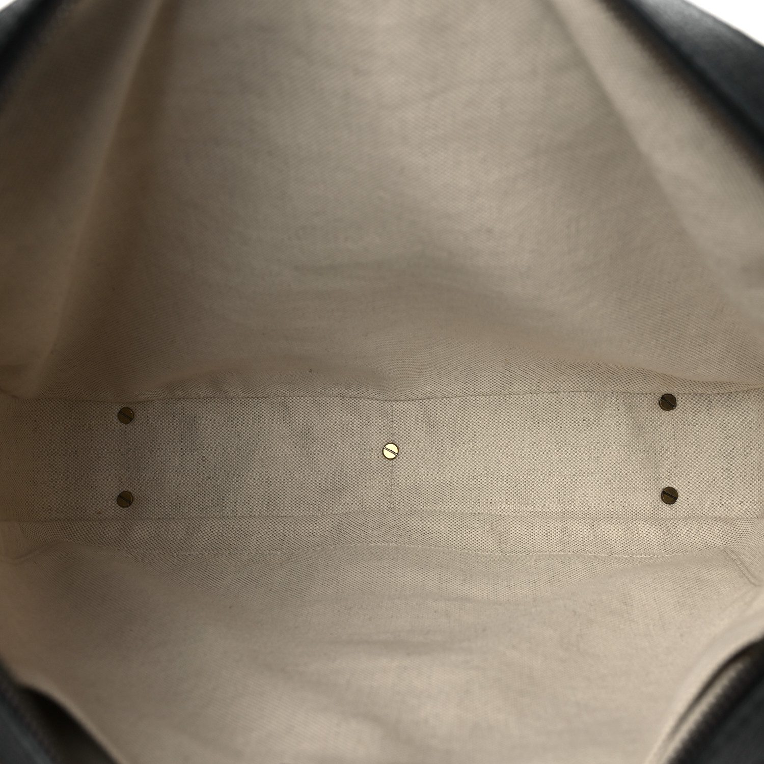 Interior view of the brown Gucc! Ophidia Briefcase showing its spacious compartment and organisational pockets
