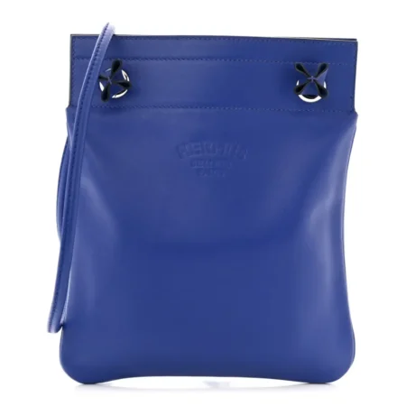 Front view of the Bleu Electrique Herme$ Mini Aline in Swift lambskin leather
