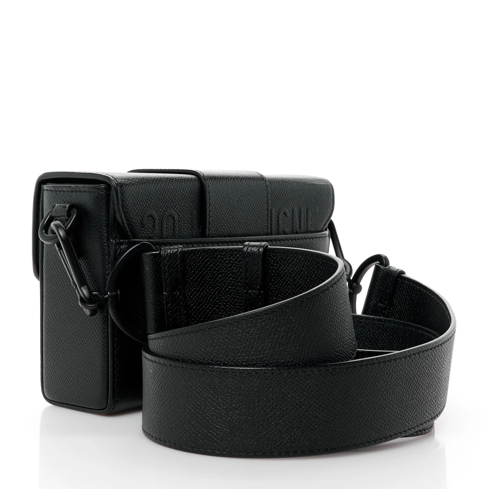 Back view of the black D!0r 30 Montaigne Box Bag with structured box silhouette