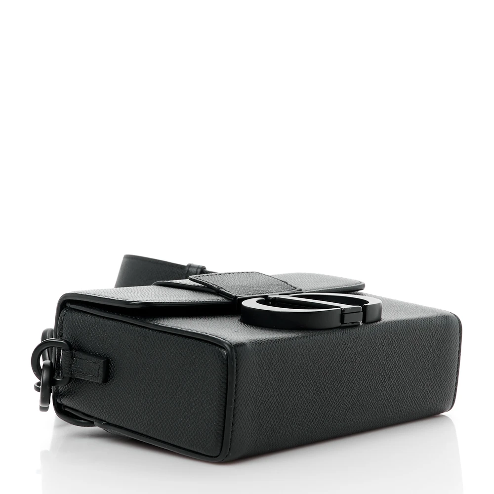 Bottom view of the black D!0r 30 Montaigne Box Bag with structured box silhouette