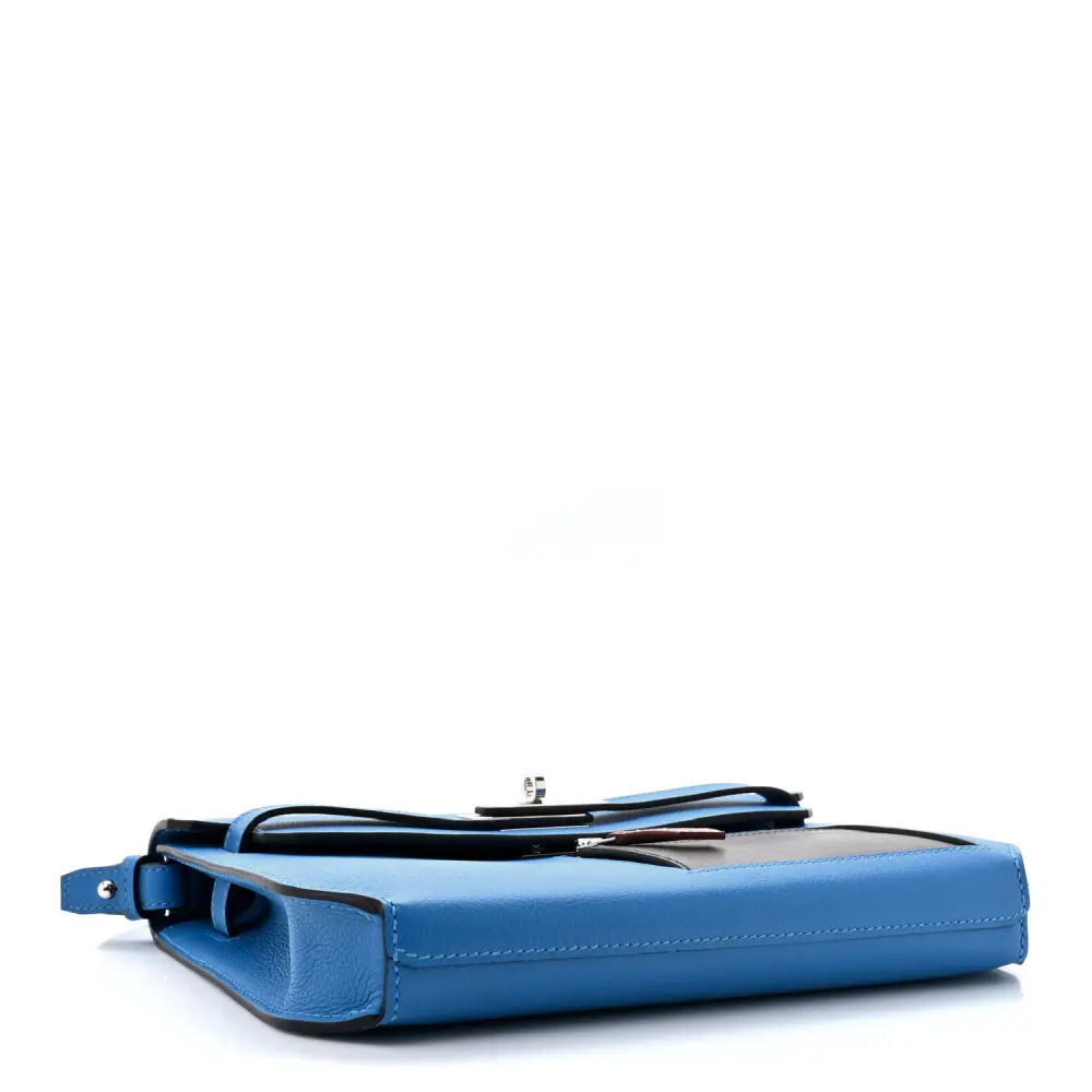 Bottom view of the Blue Hydra, Black and Fauve Herme$ Kelly Depeches 25 Pouch