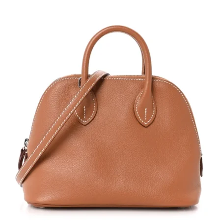 Front view of the brown Evercolor leather Herme$ Mini 1923 Bolide