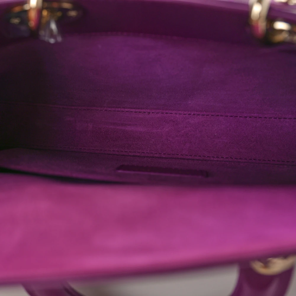 Interior of the purple Lady D-Joy bag with matching lining and patch pocket