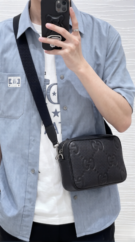 Gucc! Piuma Medium Black Superclone Messenger Bag