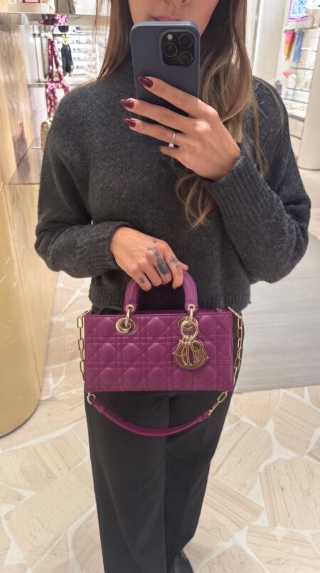 D!0r Medium Lady D-Joy Purple Mirror Quality CrossBody Bag