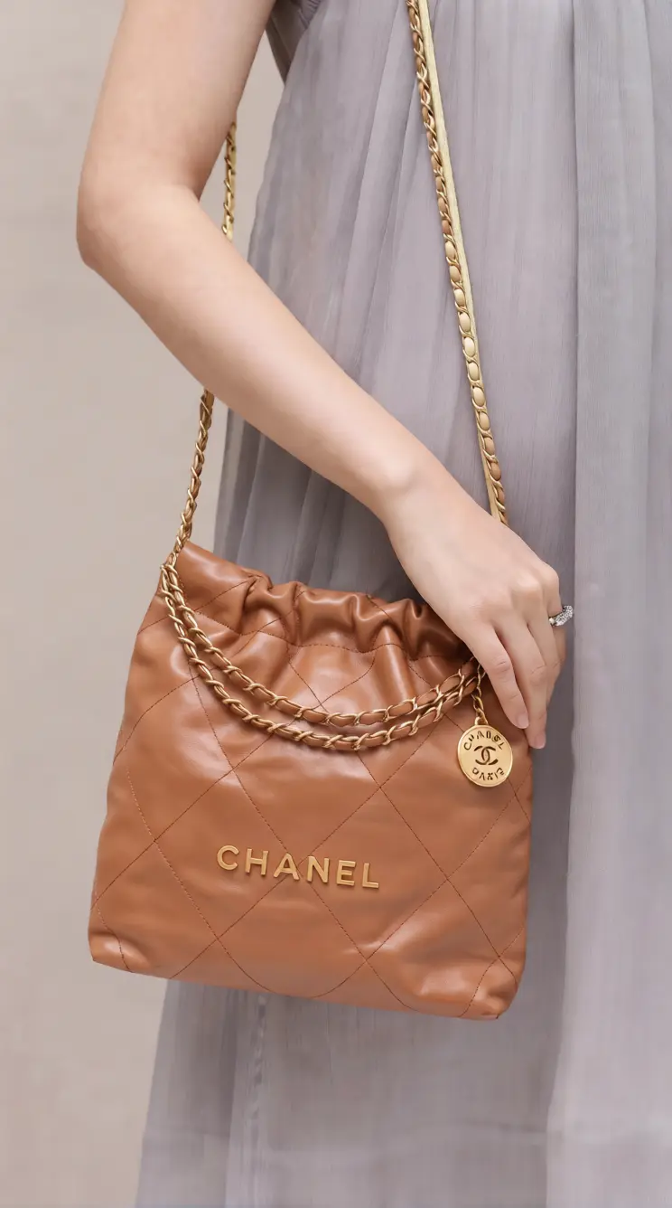 Ch@nel 22 Small Camel Mirror Quality ToteBag