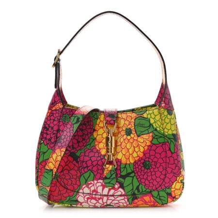 Front view of the multicolor Gucc! X Ken Scott Small Jackie 1961 Hobo with floral-print leather exterior